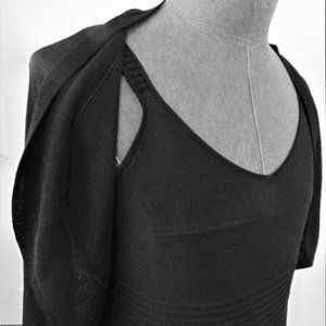 EILEEN FISHER P MED BLK EVENING DRESS & SHRUG TOP